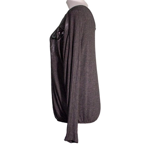 Seven7 Gray Graphic Long Sleeve Shirt sz m - Picture 2 of 4